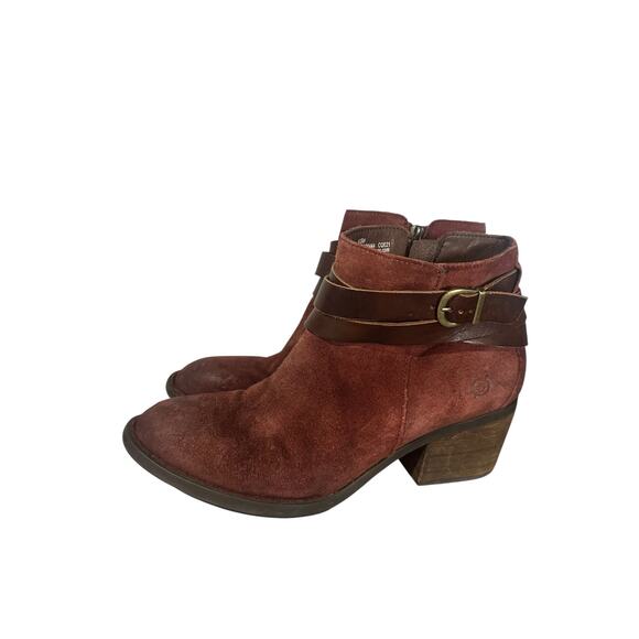 Born Womens Payton Ankle Booties Size 6.5 M Dark Red Suede BR0026444 - Picture 2 of 8